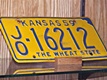 The stolen lisence plate on the car used by Dick Hickock and Perry Smith as they drove across Kansas and then to the Clutter home