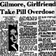 News story re: Suicide attempts by Gary Gilmore and Nicole Baker: "Gilmore, Girlfriend Take Pill Overdose"