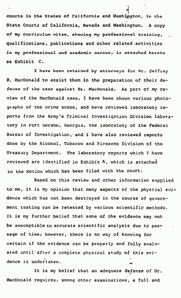 March 26, 1979: Affidavit of Dr. John Thornton in Support of Defendant's Motion to Compel production of Tangible Objects, p. 2 of 5