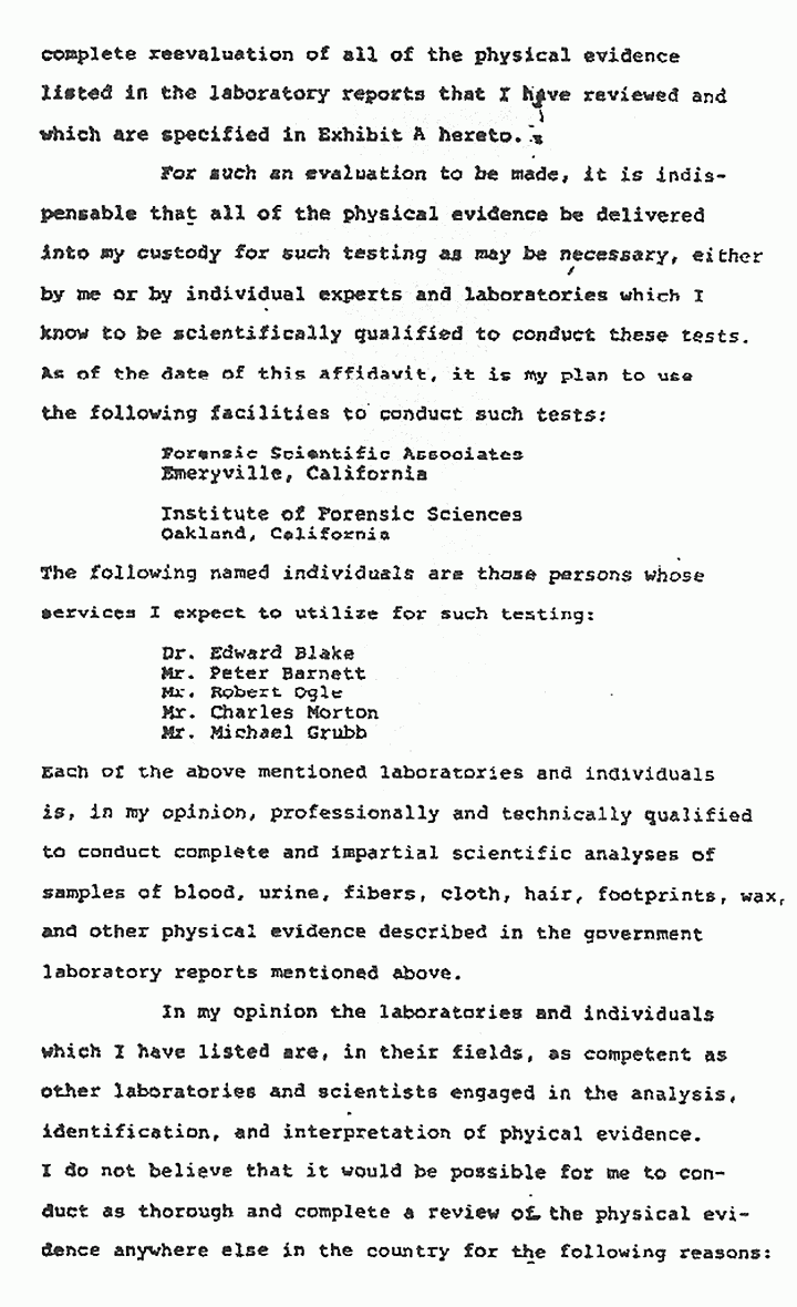 March 26, 1979: Affidavit of Dr. John Thornton in Support of Defendant's Motion to Compel production of Tangible Objects, p. 3 of 5