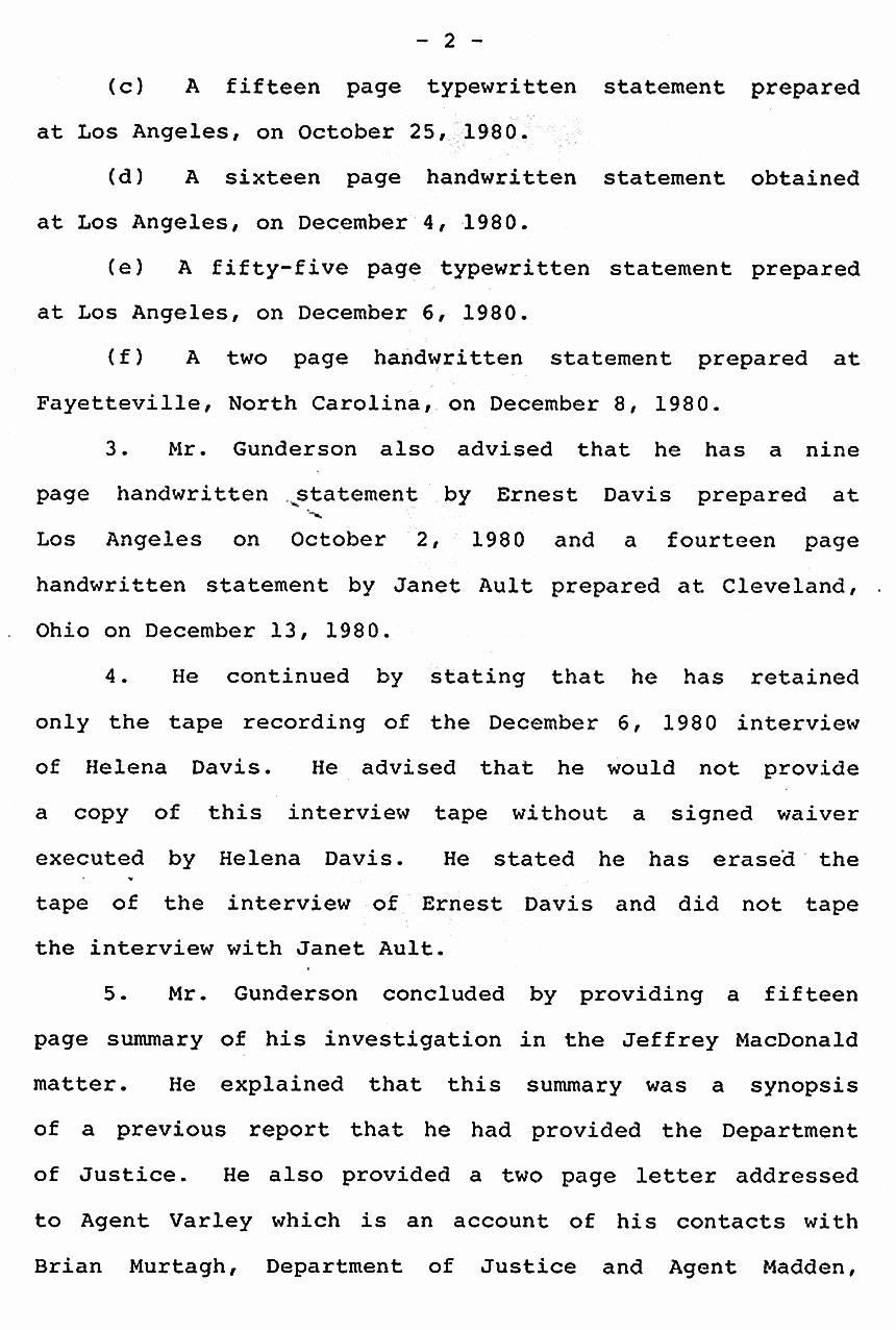 June 29, 1984: Affidavit of Joseph Varley (FBI) re: Ted Gunderson p. 2 of 4
