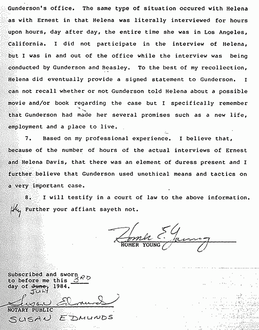 July 3, 1984: Affidavit of Homer Young (FBI, retired) re: Ted Gunderson p. 4 of 4