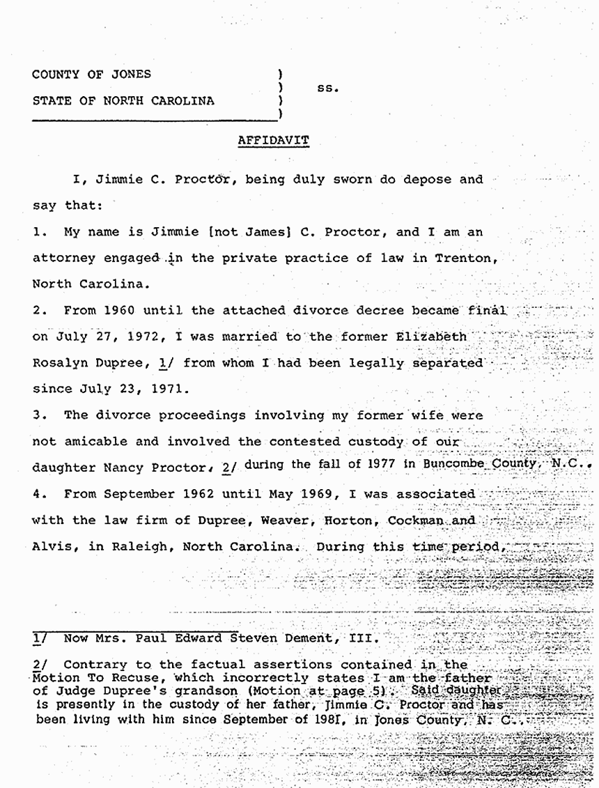 July 12, 1984: Affidavit of Jimmie Proctor p. 1 of 4