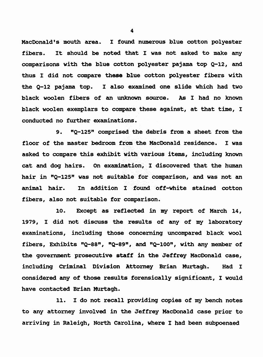 February 8, 1991: Affidavit of James Frier (FBI) re: Examinations of Physical Evidence p. 4 of 5