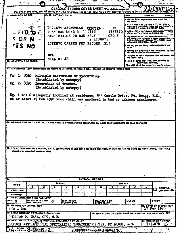 Death certificate and autopsy report of Kristen MacDonald, p. 11 of 14