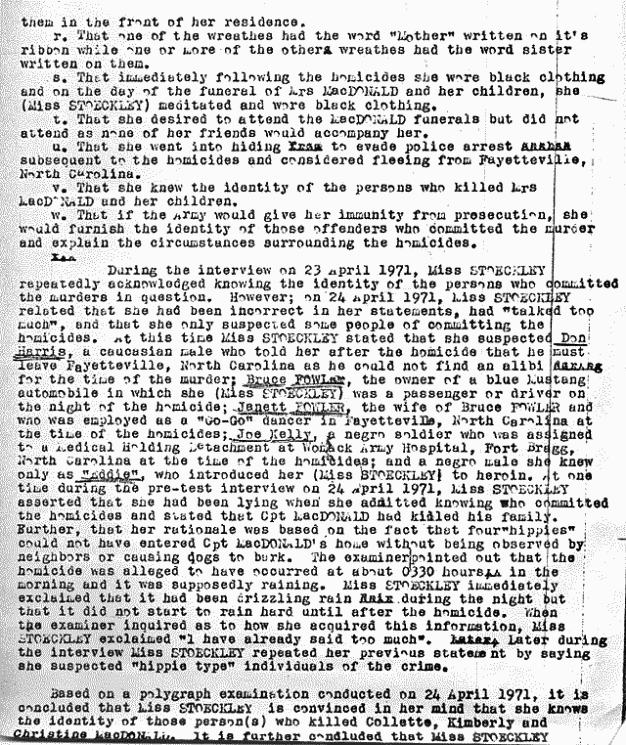ca. April 24, 1971: Conclusions re: Robert Bristentine's April 23-24 polygraph examination of Helena Stoeckley, p. 2 of 3