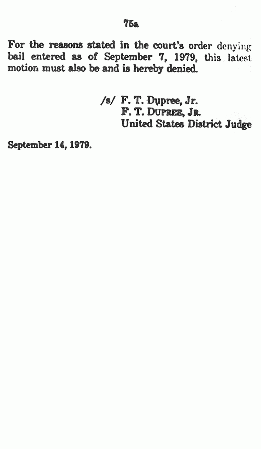 September 14, 1979: United States District Court, Eastern District of North Carolina; Order Denying Motion of Jeffrey MacDonald to Vacate Conviction and Dismiss Indictment, p. 2 of 2