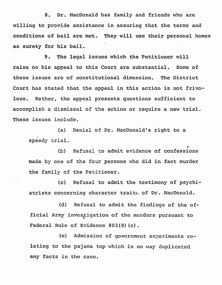 September 28, 1979: U. S. Court of Appeals for the 4th Circuit: Motion by Jeffrey MacDonald for Admission to Bail Pending Appeal, p. 3 of 6