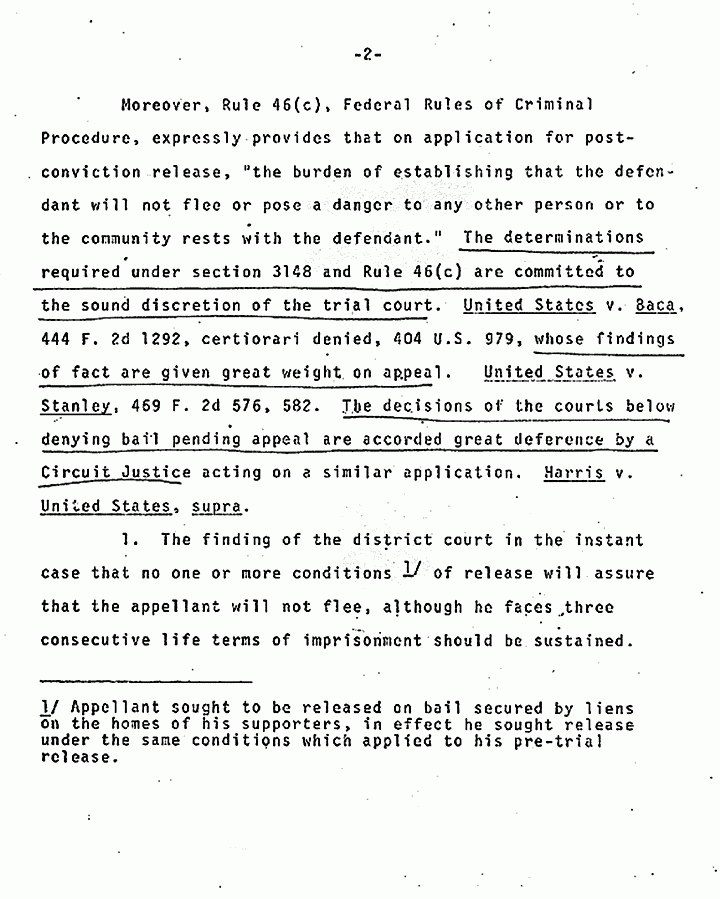 October 16, 1979: U. S. Court of Appeals for the 4th Circuit: U. S. Response to Motion by Jeffrey MacDonald for Admission to Bail Pending Appeal, p. 2 of 6