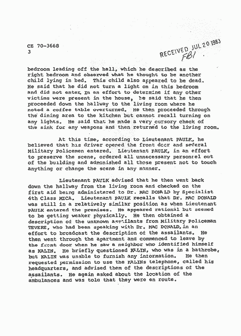 February 25, 1970: FBI File re: Feb. 19, 1970 interview of Lt. Joseph Paulk, p. 3 of 6