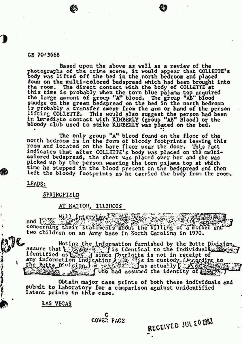 November 5, 1974: FBI Summary re: Laboratory findings, p. 2 of 2