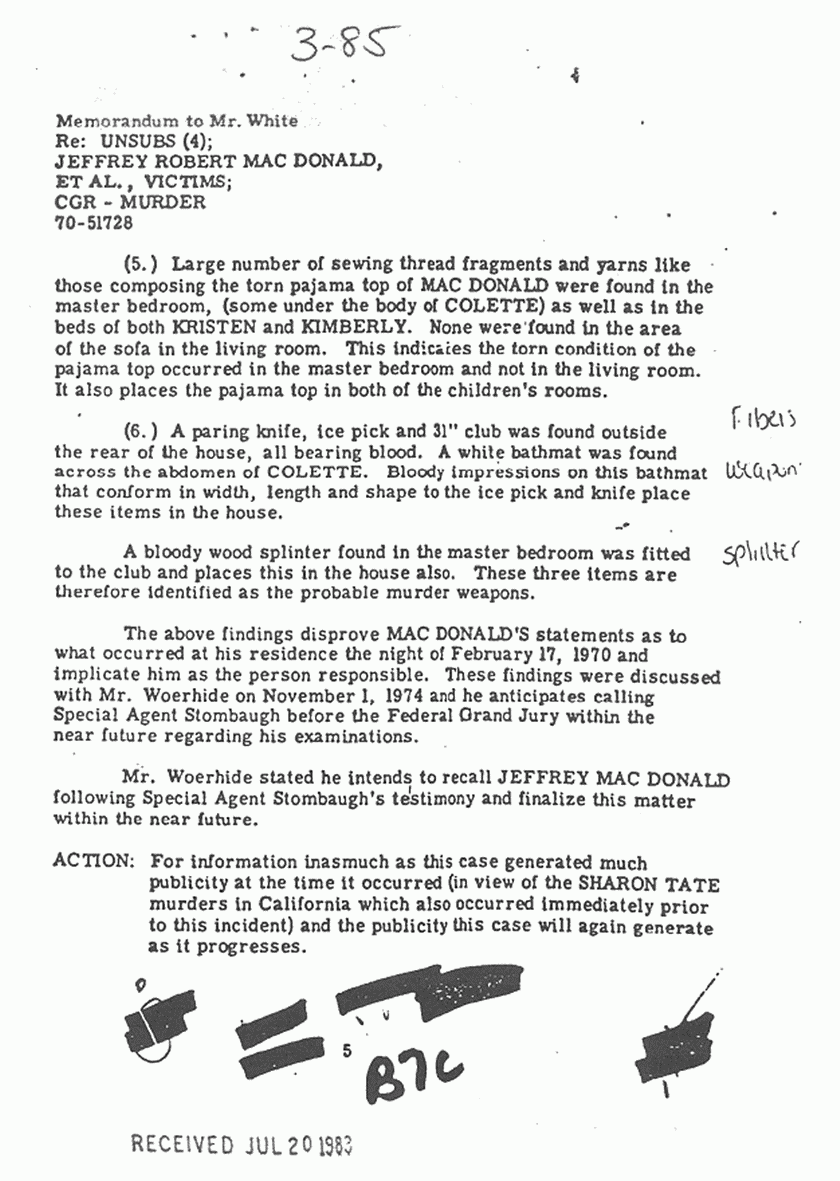 November 6, 1974: Memo re: Background and recent developments in the MacDonald case, p. 5 of 5