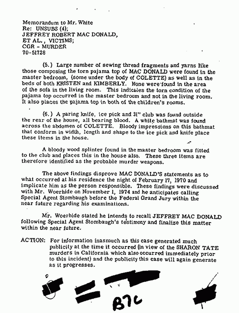 ca. November 5, 1974: Memo re: Conclusions disproving Jeffrey MacDonald's statements, p. 2 of 2
