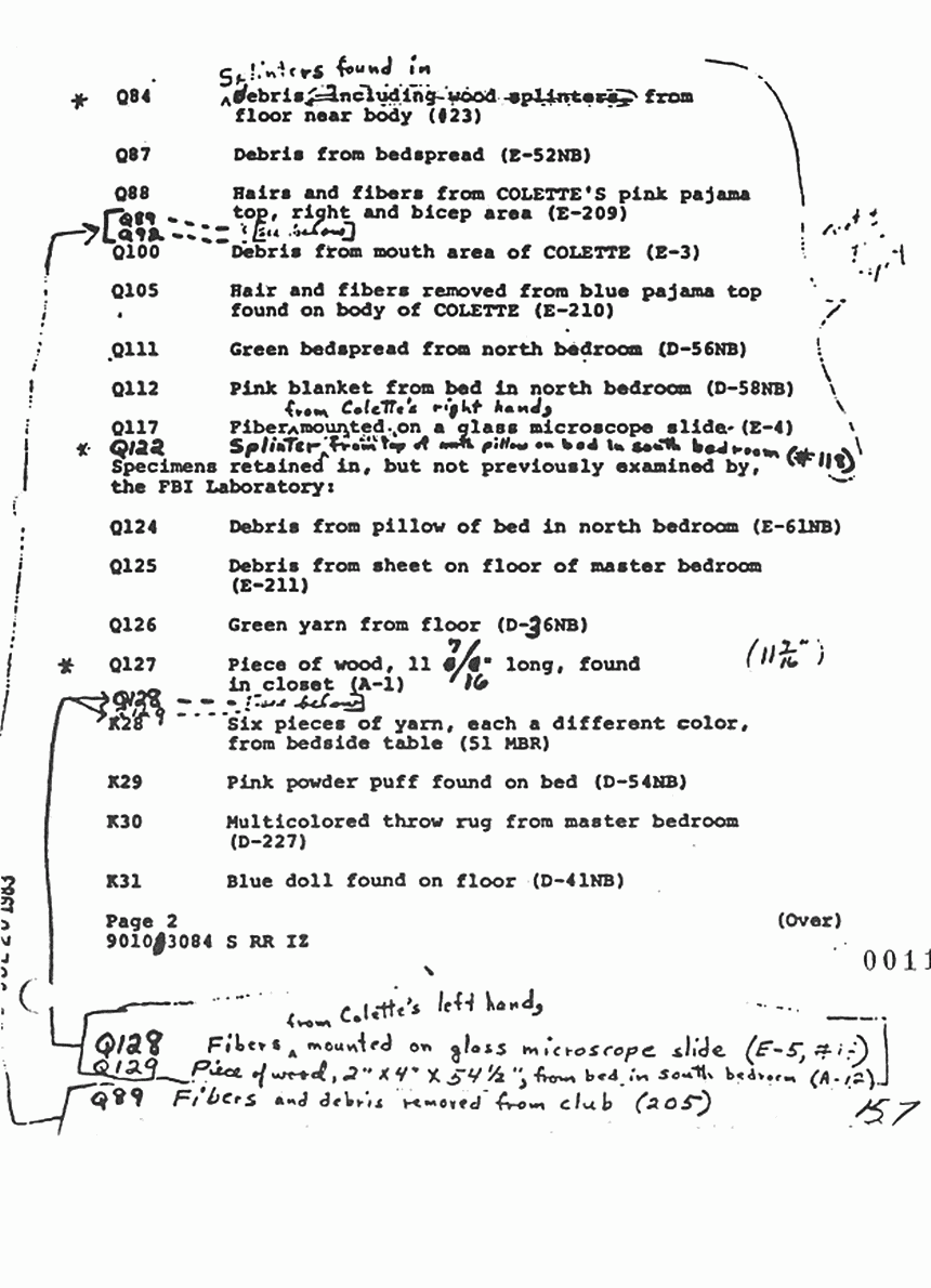January 11, 1979: FBI Lab Worksheets re: Dec. 14, 1978 letter from Brian Murtagh to Morris Clark (FBI), p. 2 of 3
