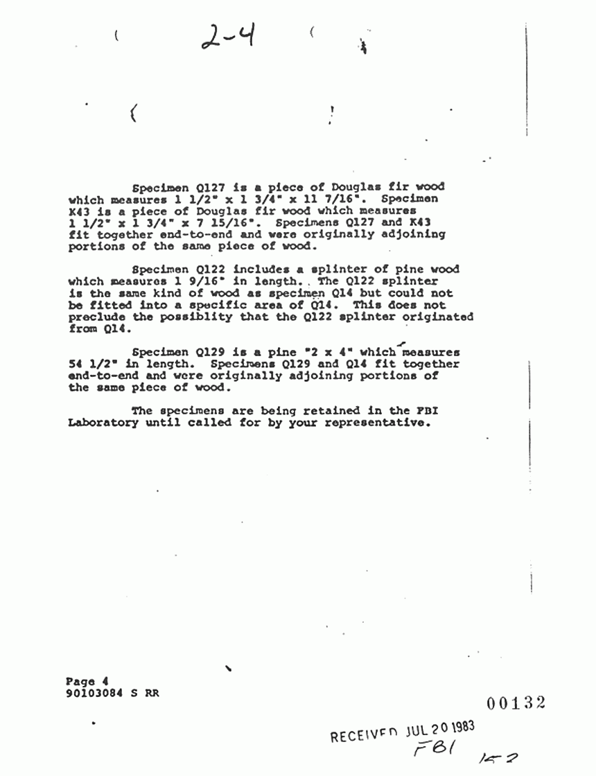 March 14, 1979: FBI Lab Results re: Dec. 14, 1978 letter from Brian Murtagh to Morris Clark (FBI), p. 4 of 4