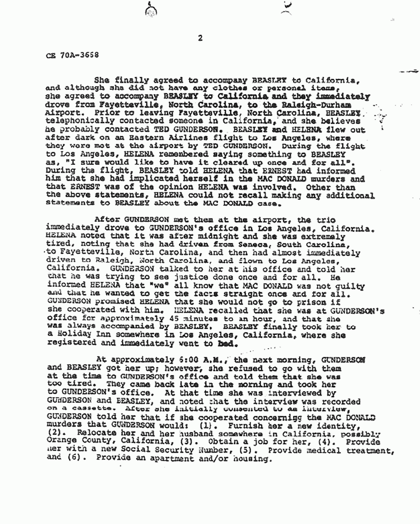 October 7, 1981: FBI File re: Investigative activity reported Sep. 9, 1981 re: Helena Stoeckley, p. 2 of 10
