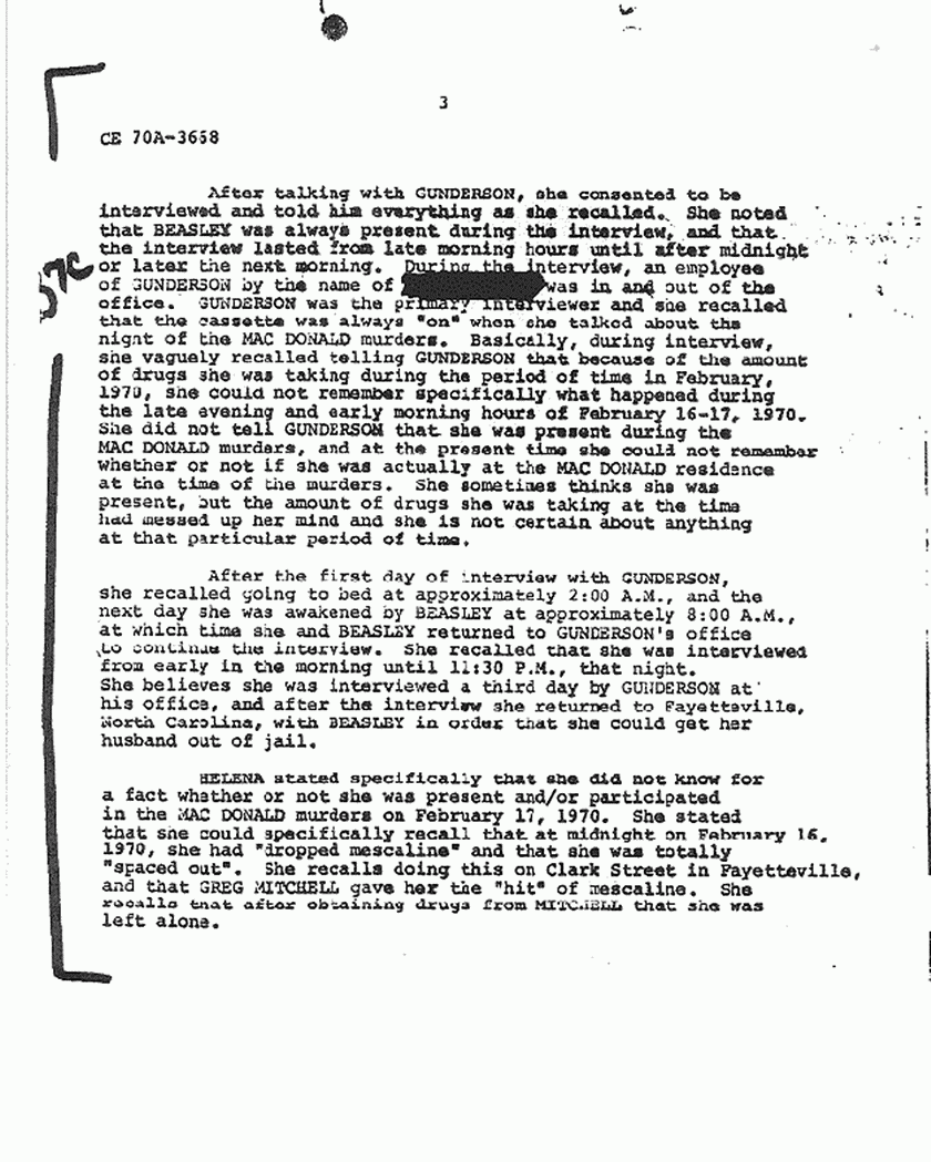 October 7, 1981: FBI File re: Investigative activity reported Sep. 9, 1981 re: Helena Stoeckley, p. 3 of 10