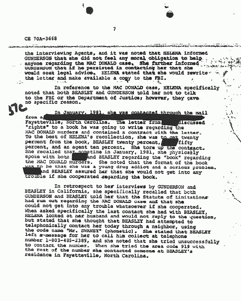 October 7, 1981: FBI File re: Investigative activity reported Sep. 9, 1981 re: Helena Stoeckley, p. 7 of 10