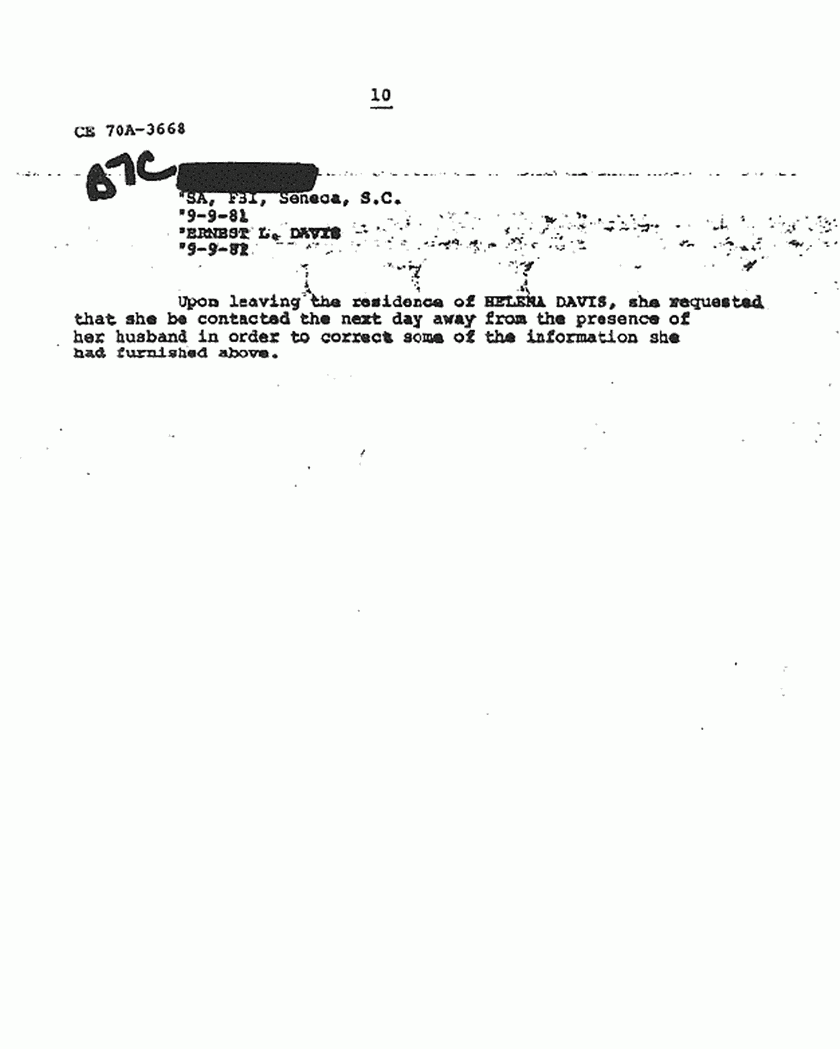 October 7, 1981: FBI File re: Investigative activity reported Sep. 9, 1981 re: Helena Stoeckley, p. 10 of 10