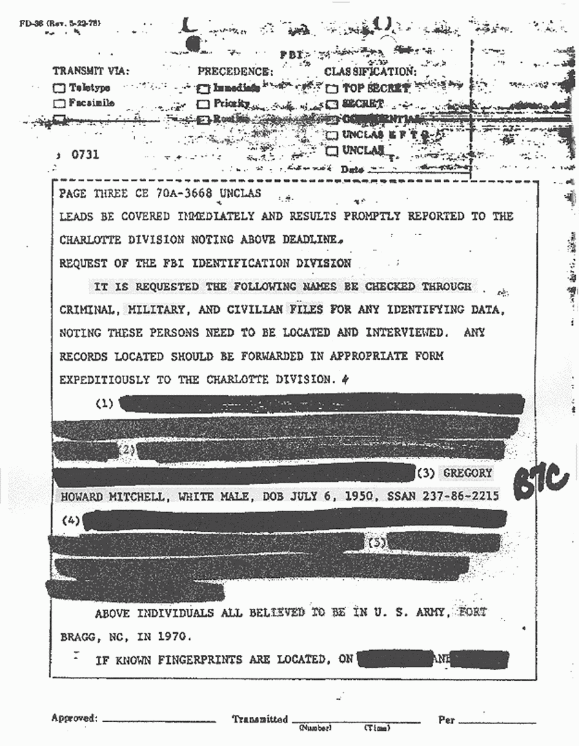 November 9, 1981: FBI Teletype re: Further priority investigating and testing, p. 3 of 4