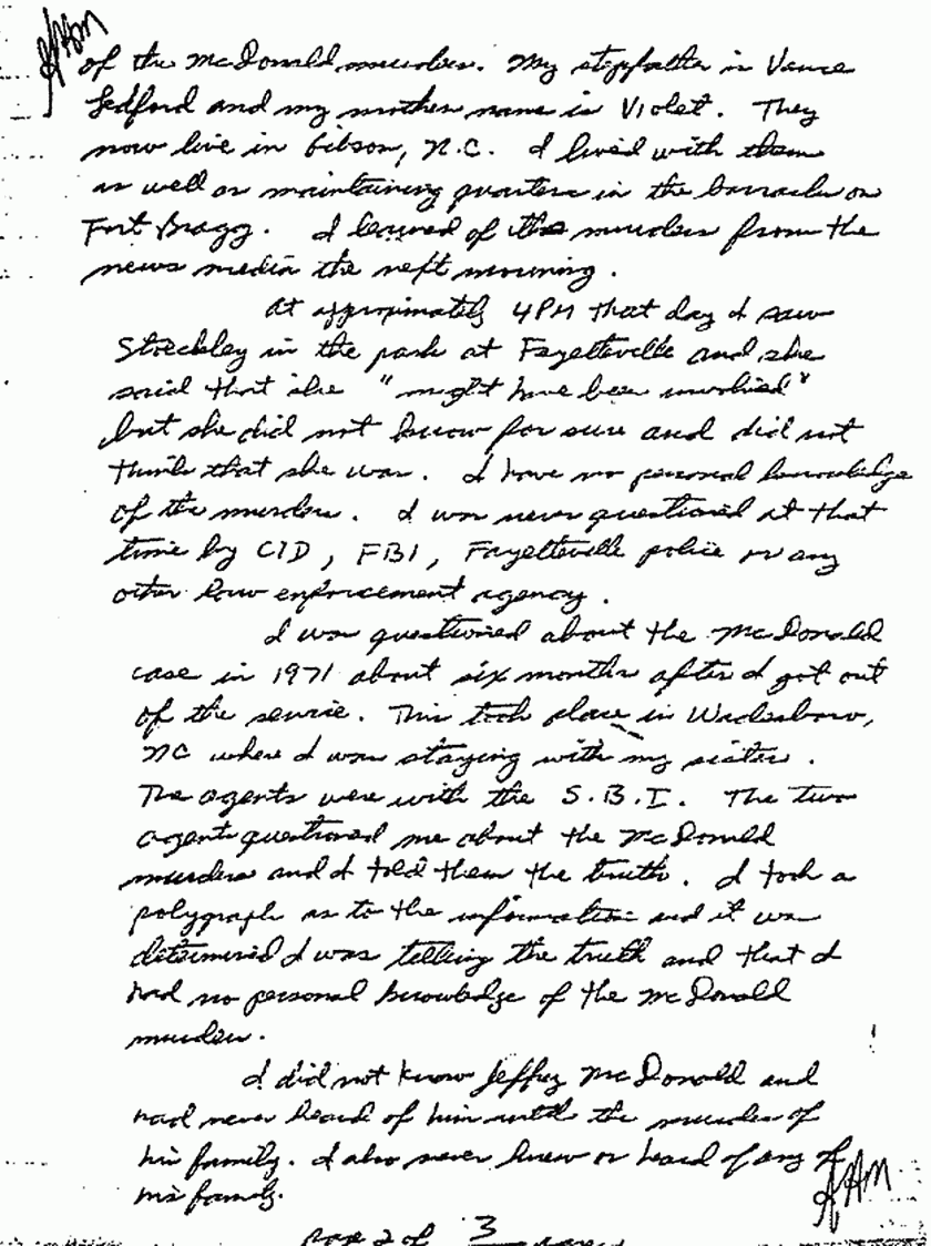 November 24, 1981: Handwritten statement of Greg Mitchell, p. 2 of 3