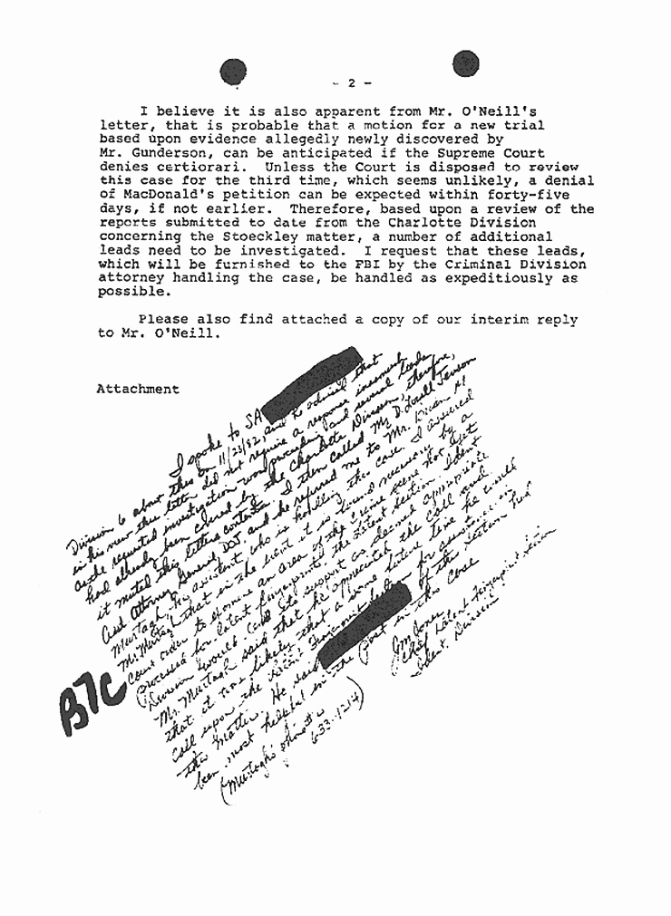 October 27, 1982: Letter from Dept. of Justice to FBI re: John Thornton, p. 2 of 2