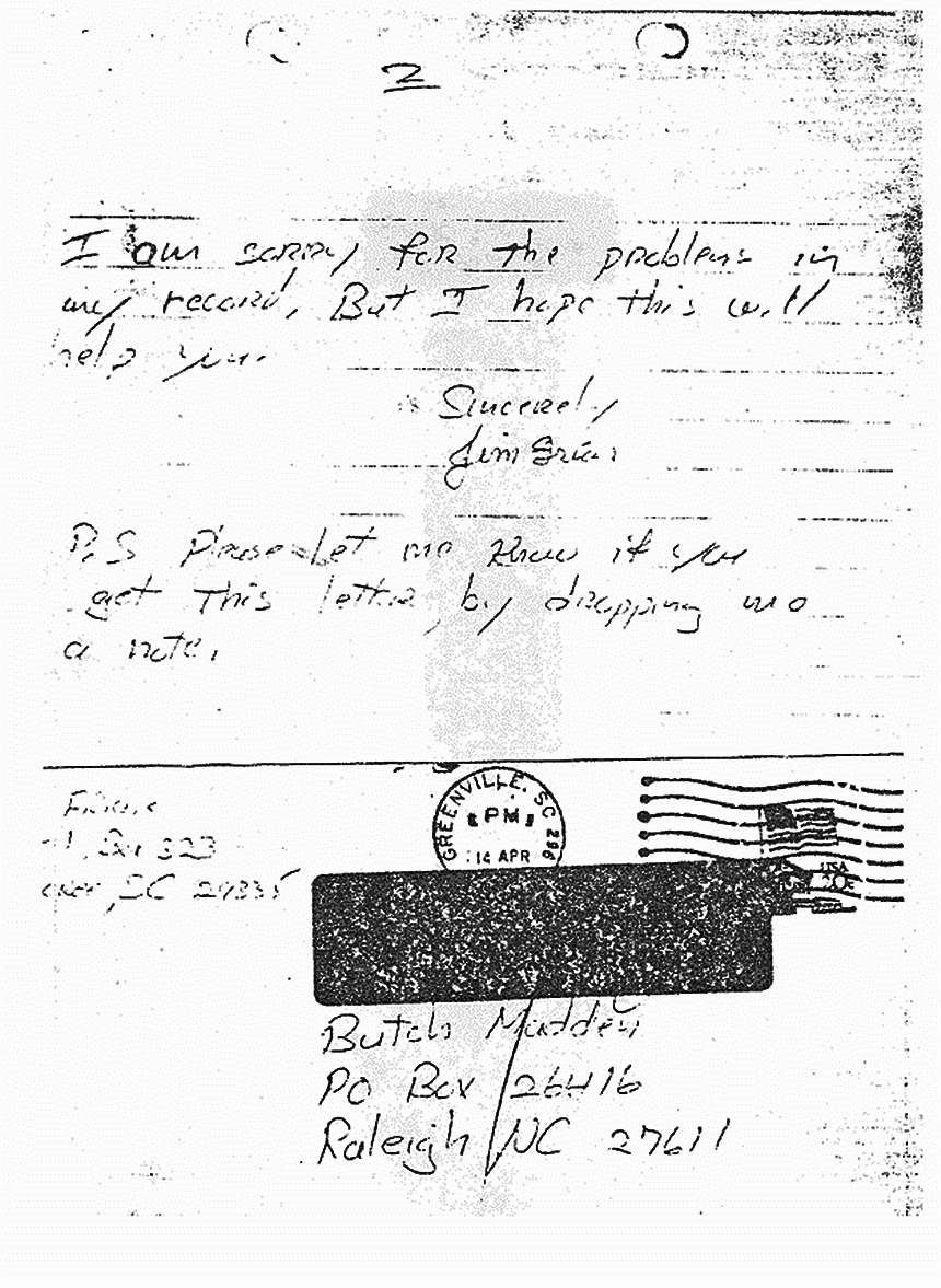 April 14, 1983: Letter from Jimmy Friar to Raymond Madden (FBI), p. 2 of 2