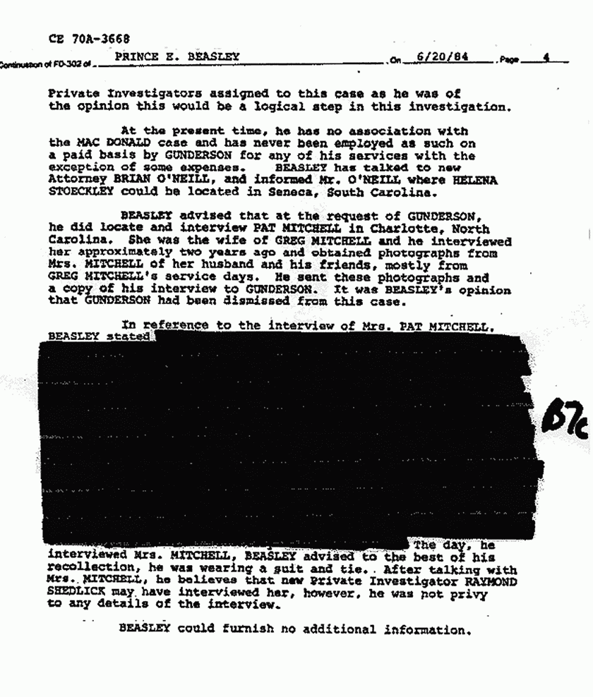 June 25, 1984: FBI File re: June 20, 1984 interview of Prince Beasley, p. 4 of 4