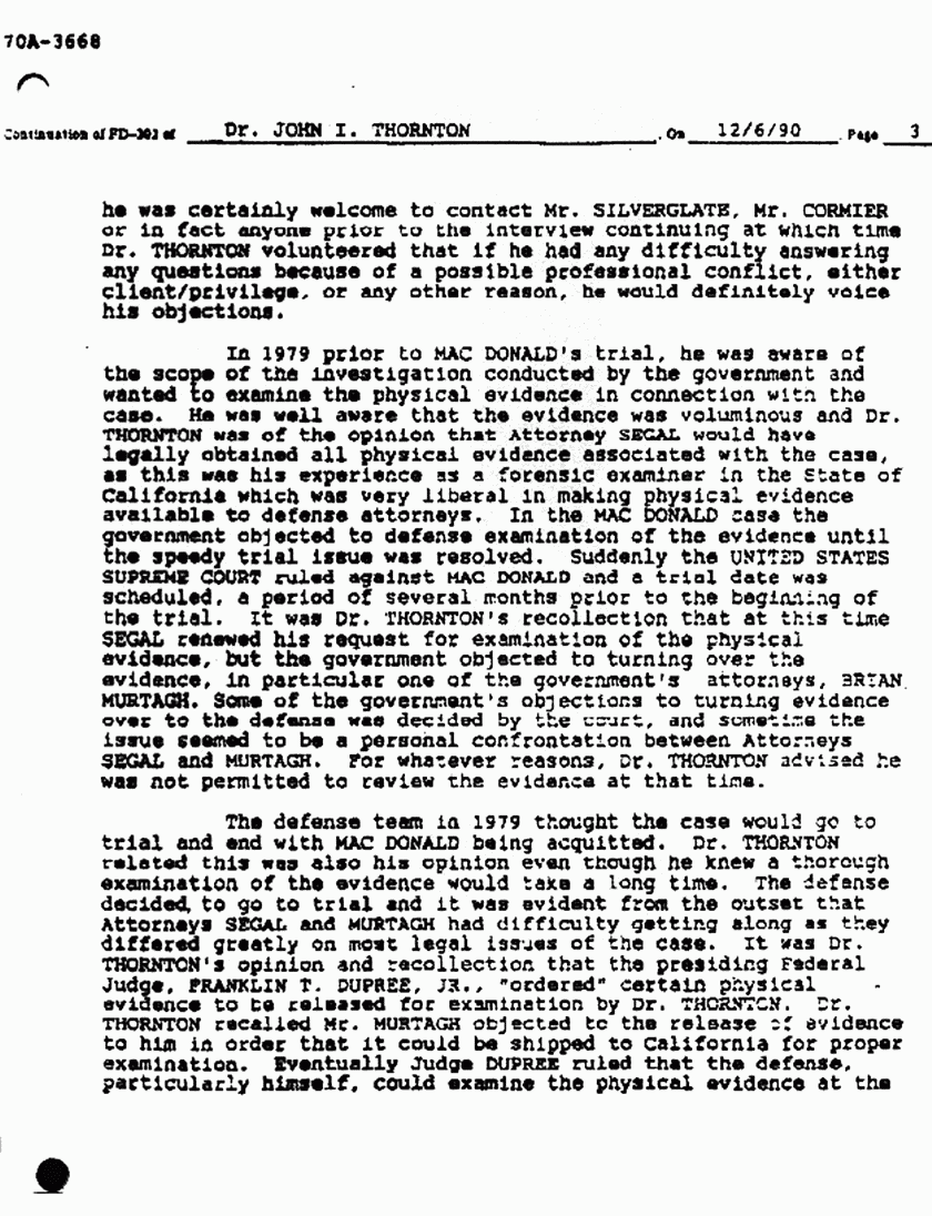 January 4, 1991: FBI File re: Dec. 6, 1990 interview of John Thornton, p. 3 of 7