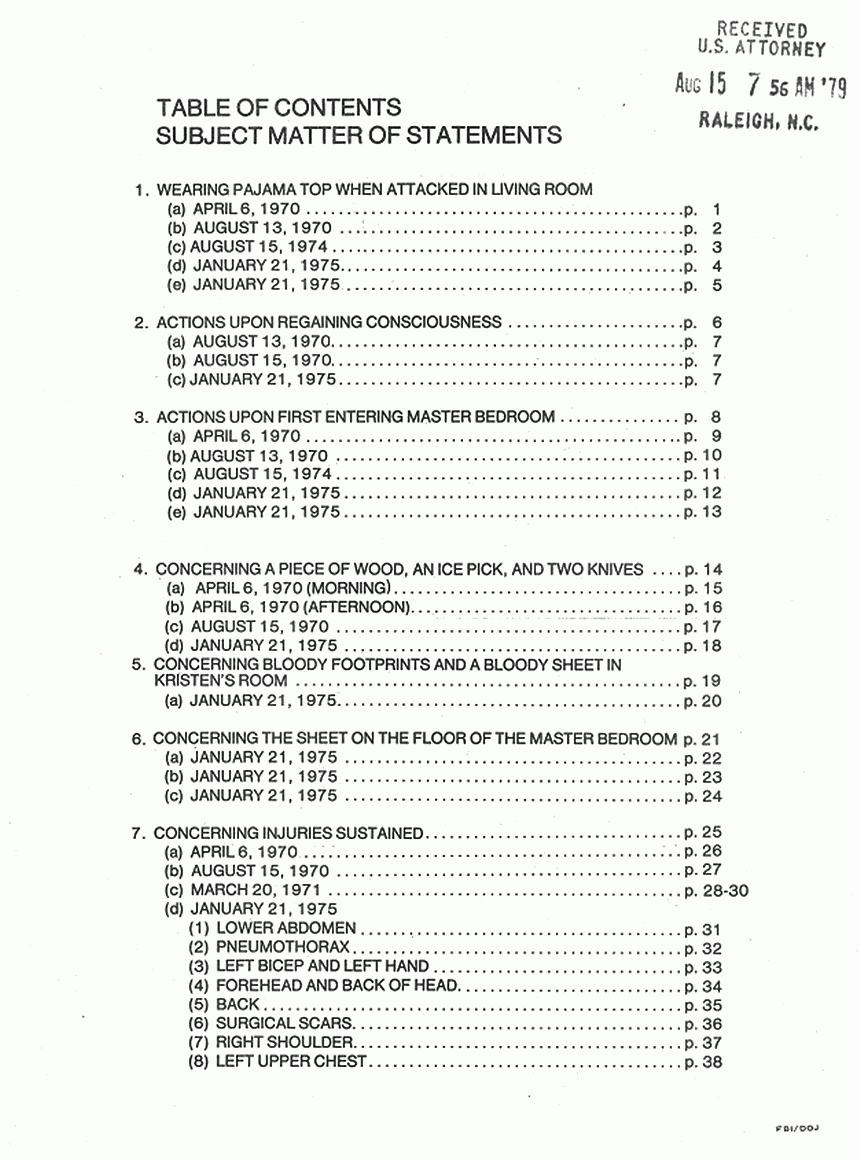 Jeffrey MacDonald trial Booket given to the Jury Jeffrey MacDonald Case